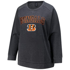Cincinnati Bengals Profile Women's Plus Size Acid Wash Raglan Sweatshirt Charcoal | NFL