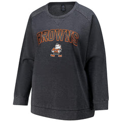 Cleveland Browns Profile Women's Plus Size Acid Wash Raglan Sweatshirt Charcoal | NFL