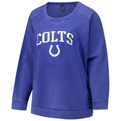 Indianapolis Colts Profile Women's Plus Size Acid Wash Raglan Sweatshirt Royal | NFL