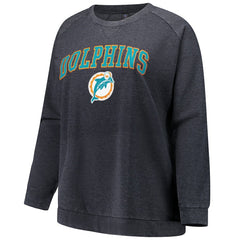 Miami Dolphins Profile Women's Plus Size Acid Wash Raglan Sweatshirt Charcoal | NFL