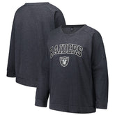 Las Vegas Raiders Profile Women's Plus Size Acid Wash Raglan Sweatshirt Charcoal | NFL