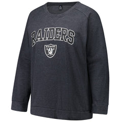 Las Vegas Raiders Profile Women's Plus Size Acid Wash Raglan Sweatshirt Charcoal | NFL