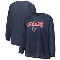 Houston Texans Profile Women's Plus Size Acid Wash Raglan Sweatshirt Navy | NFL