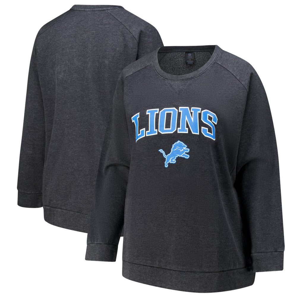 Detroit Lions Profile Women's Plus Size Acid Wash Raglan Sweatshirt Charcoal | NFL
