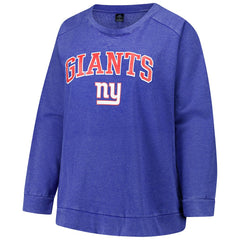 New York Giants Profile Women's Plus Size Acid Wash Raglan Sweatshirt Royal | NFL
