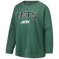 New York Jets Profile Women's Plus Size Acid Wash Raglan Sweatshirt Heather Green | NFL