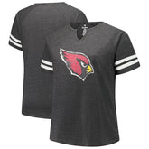 Arizona Cardinals Women's Plus Size Logo Striped Raglan Notch Neck T-Shirt Charcoal | Fanatics