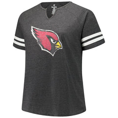 Arizona Cardinals Women's Plus Size Logo Striped Raglan Notch Neck T-Shirt Charcoal | Fanatics