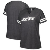 New York Jets Women's Plus Size Logo Striped Raglan Notch Neck T-Shirt Charcoal | Fanatics