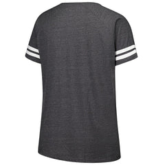 New York Jets Women's Plus Size Logo Striped Raglan Notch Neck T-Shirt Charcoal | Fanatics
