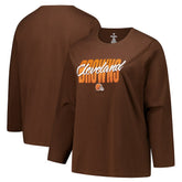 Cleveland Browns Women's Long Sleeve Scoop Neck T-Shirt Brown | Fanatics