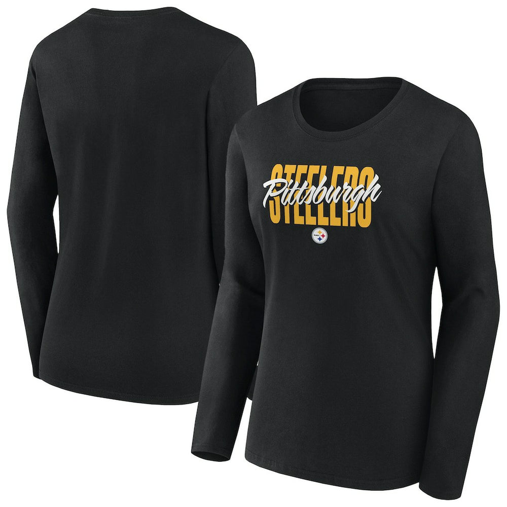 Pittsburgh Steelers Women's Long Sleeve Scoop Neck T-Shirt Black | Fanatics