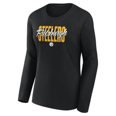 Pittsburgh Steelers Women's Long Sleeve Scoop Neck T-Shirt Black | Fanatics