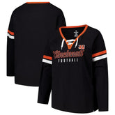 Cincinnati Bengals Women's Plus Size Won & Done Lace-Up V-Neck Long Sleeve T-Shirt Black | Fanatics