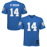 Amon-Ra St. Brown Detroit Lions Youth Replica Player Jersey Blue | NFL