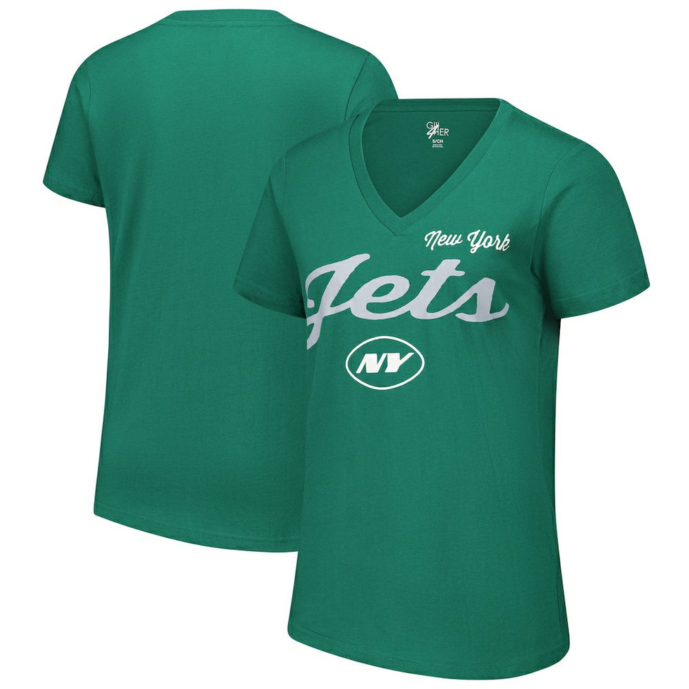 New York Jets G-III 4Her by Carl Banks Women's Post Season V-Neck T-Shirt Green | NFL