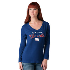 New York Giants G-III 4Her by Carl Banks Women's Post Season Long Sleeve V-Neck T-Shirt Royal | NFL