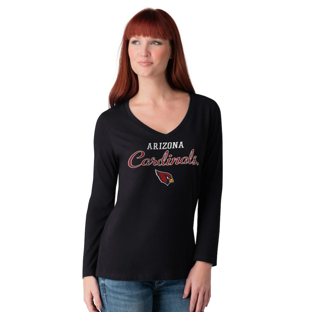 Arizona Cardinals G-III 4Her by Carl Banks Women's Post Season Long Sleeve V-Neck T-Shirt Black | NFL