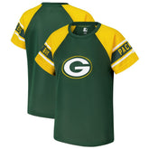 Green Bay Packers Starter Women's 1st Rounder Color Block Raglan Top Green | NFL