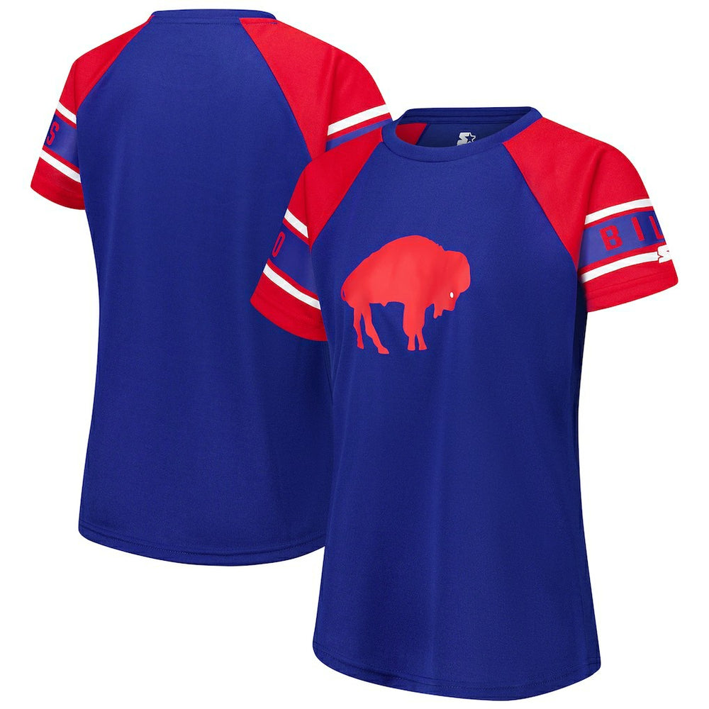 Buffalo Bills Starter Women's 1st Rounder Color Block Raglan Top Royal | NFL