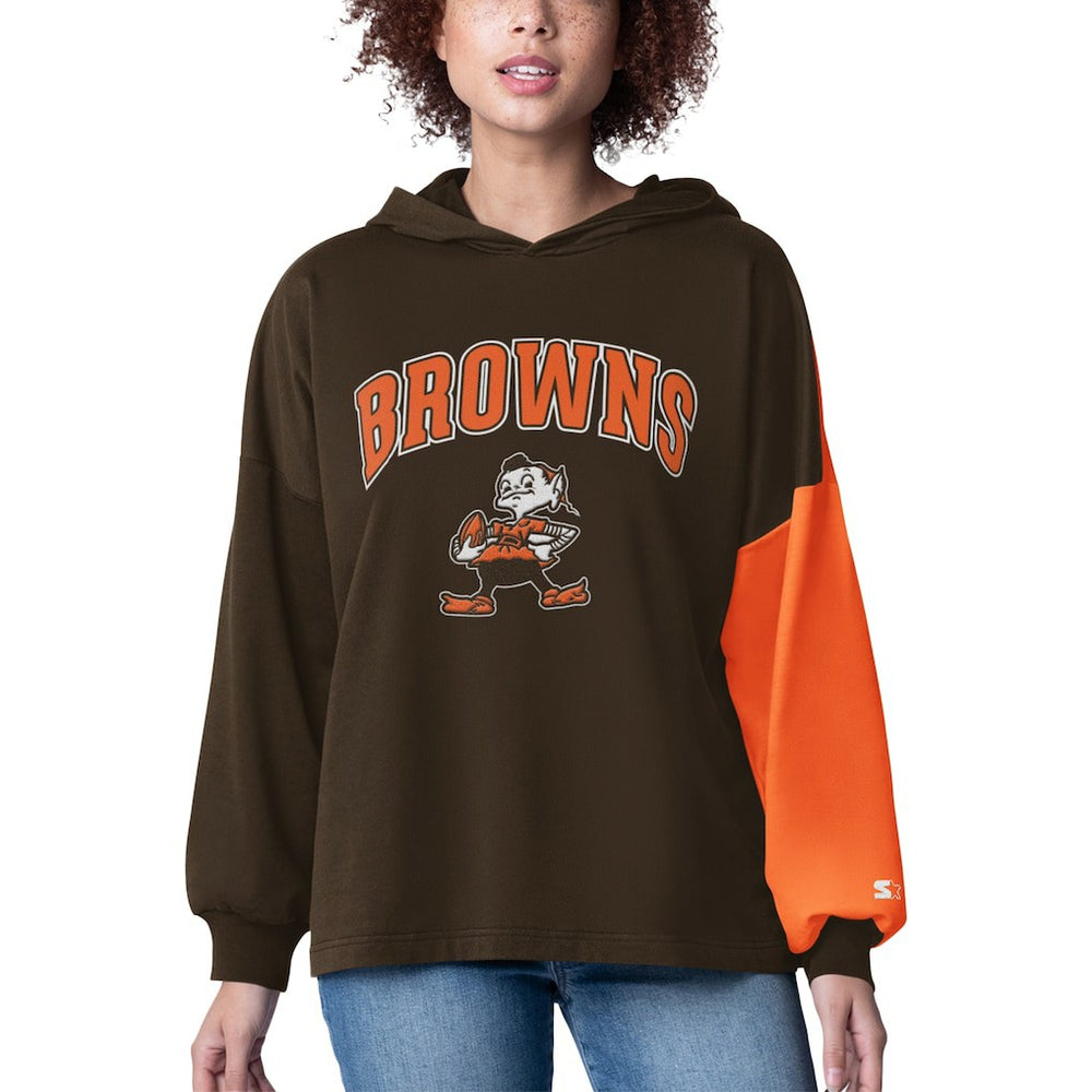 Cleveland Browns Starter Women's Power Move Long Sleeve Pullover Hoodie Brown | NFL