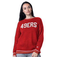 San Francisco 49ers Starter Women's Oversized On the Ball Intarsia Knit Pullover Sweater Scarlet | NFL