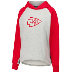 Kansas City Chiefs DKNY Sport Women's Joy Cropped Raglan Pullover Hoodie - Gray/Red | NFL