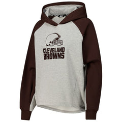 Cleveland Browns DKNY Sport Women's Joy Cropped Raglan Pullover Hoodie - Gray/Brown | NFL