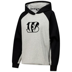Cincinnati Bengals DKNY Sport Women's Joy Cropped Raglan Pullover Hoodie - Gray/Black | NFL