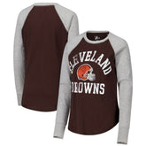 Cleveland Browns G-III 4Her by Carl Banks Women's Waffle Knit Raglan Long Sleeve T-Shirt Brown/Heather Gray | NFL