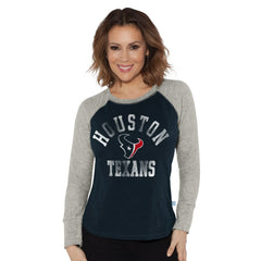 Houston Texans G-III 4Her by Carl Banks Women's Waffle Knit Raglan Long Sleeve T-Shirt Navy/Heather Gray | NFL