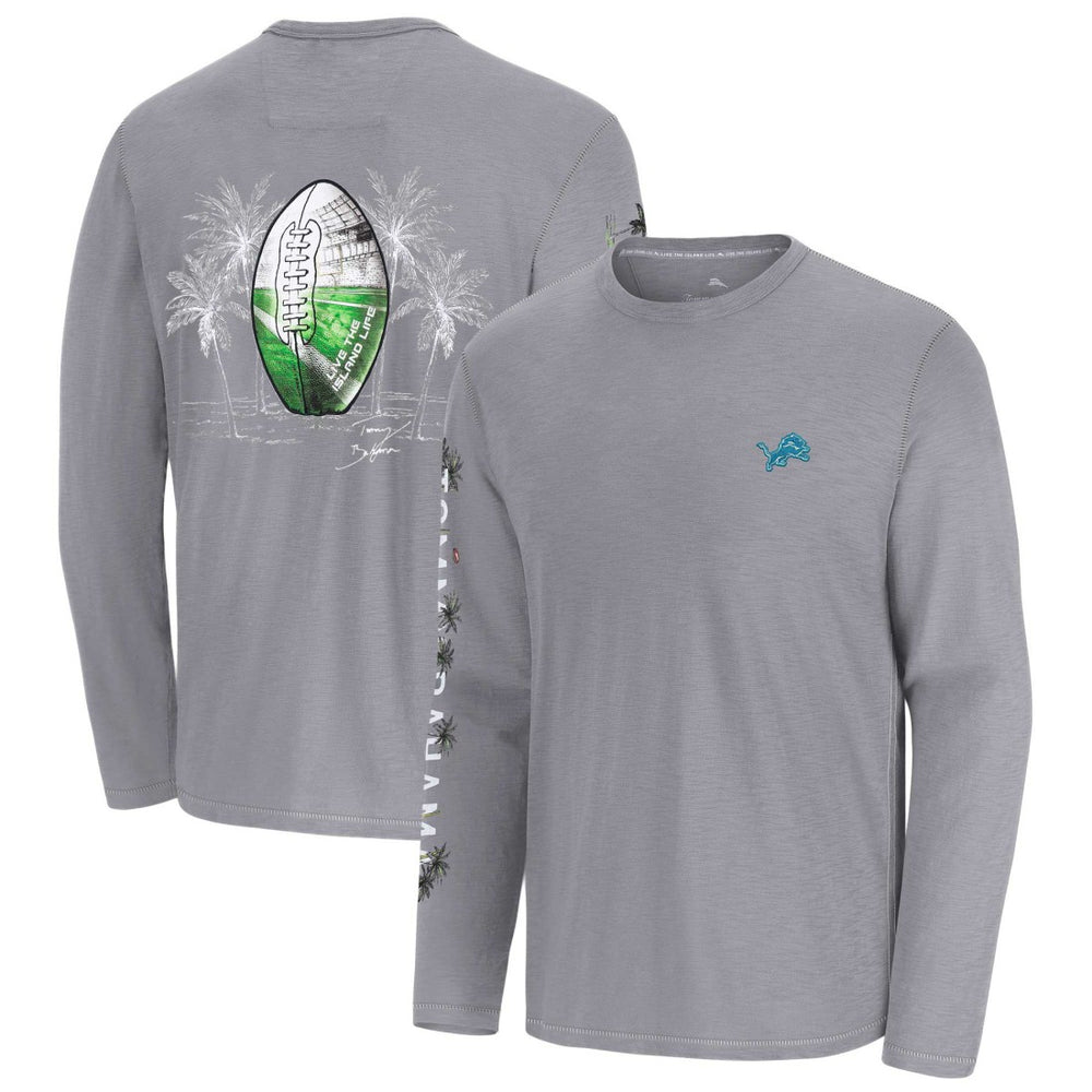 Detroit Lions Oasis Endzone Lux Long Sleeve T-Shirt Gray | Tommy Bahama