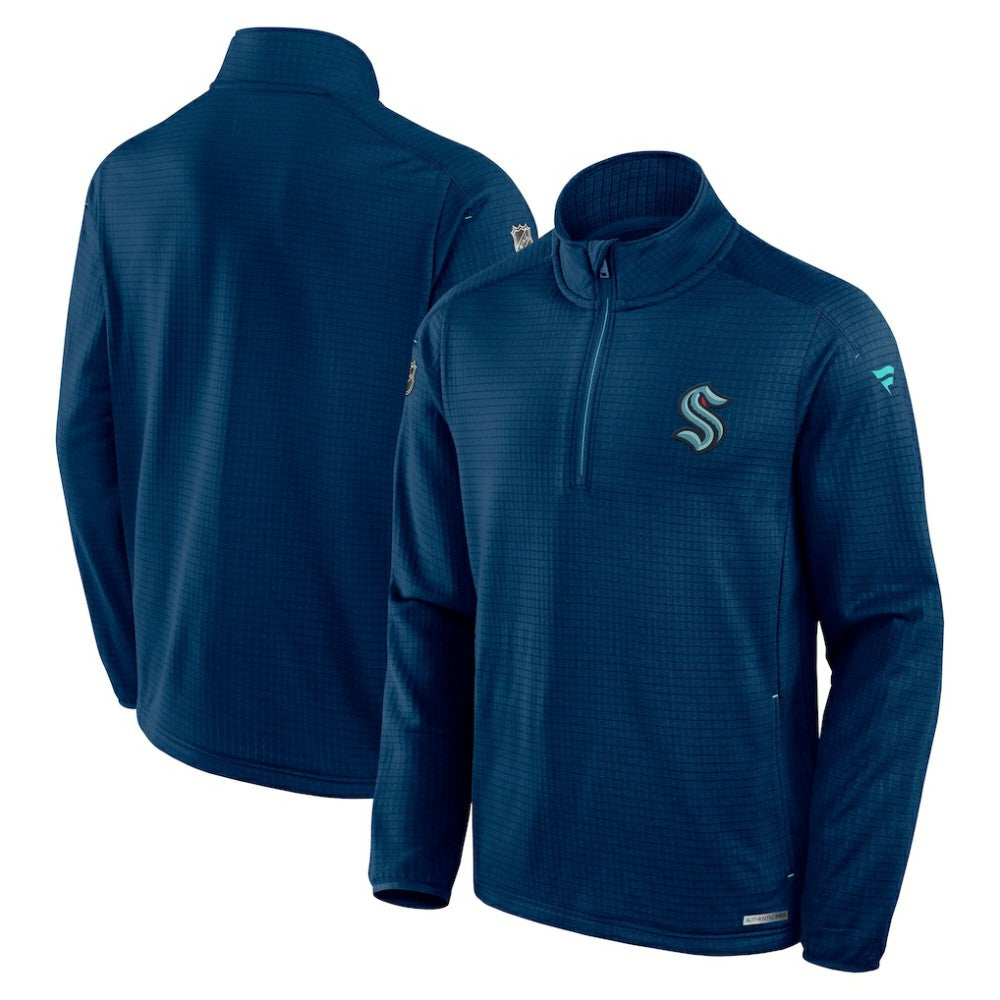 Seattle Kraken Fanatics Big & Tall Authentic Pro Quarter-Zip Top - Navy - NHL