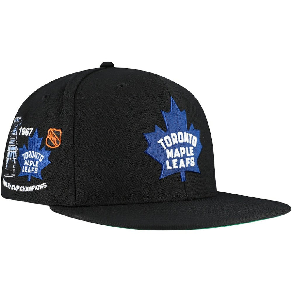 Toronto Maple Leafs Mitchell & Ness Core Top Spot Snapback Hat - Black - NHL