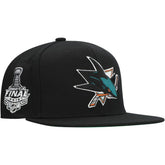 San Jose Sharks Mitchell & Ness Core Top Spot Snapback Hat - Black - NHL