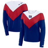 New York Giants WEAR by Erin Andrews Women's Chevron Tri-Blend Long Sleeve T-Shirt Royal/Red | NFL