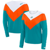 Miami Dolphins WEAR by Erin Andrews Women's Chevron Tri-Blend Long Sleeve T-Shirt Aqua/Orange | NFL