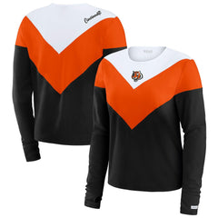 Cincinnati Bengals WEAR by Erin Andrews Women's Plus Size Chevron Tri-Blend Long Sleeve T-Shirt Black/Orange | NFL