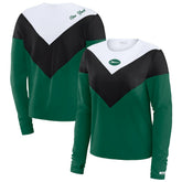 New York Jets WEAR by Erin Andrews Women's Plus Size Chevron Tri-Blend Long Sleeve T-Shirt Green/Black | NFL