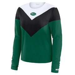 New York Jets WEAR by Erin Andrews Women's Plus Size Chevron Tri-Blend Long Sleeve T-Shirt Green/Black | NFL