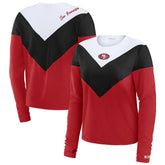 San Francisco 49ers WEAR by Erin Andrews Women's Plus Size Chevron Tri-Blend Long Sleeve T-Shirt Scarlet/Black | NFL
