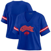 Buffalo Bills WEAR by Erin Andrews Women's Plus Size Color Block Boxy V-Neck T-Shirt Royal | NFL