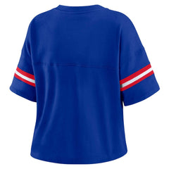 Buffalo Bills WEAR by Erin Andrews Women's Plus Size Color Block Boxy V-Neck T-Shirt Royal | NFL