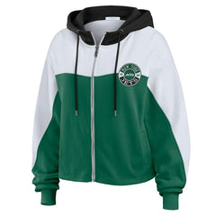 New York Jets WEAR by Erin Andrews Women's Color Block Full-Zip Hoodie Green/White | NFL