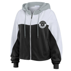 Las Vegas Raiders WEAR by Erin Andrews Women's Plus Size Color Block Full-Zip Hoodie Black | NFL