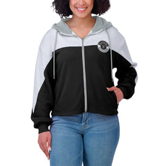Las Vegas Raiders WEAR by Erin Andrews Women's Plus Size Color Block Full-Zip Hoodie Black | NFL