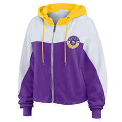 Minnesota Vikings WEAR by Erin Andrews Women's Plus Size Color Block Full-Zip Hoodie Purple | NFL