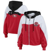 San Francisco 49ers WEAR by Erin Andrews Women's Plus Size Color Block Full-Zip Hoodie Scarlet | NFL