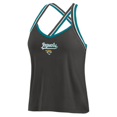 Jacksonville Jaguars WEAR by Erin Andrews Women's Cross Strap Tri-Blend Tank Top Black | NFL