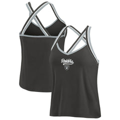 Las Vegas Raiders WEAR by Erin Andrews Women's Cross Strap Tri-Blend Tank Top Black | NFL